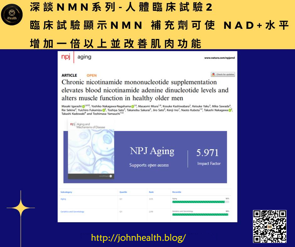 《深谈NMN系列-人体临床试验-2》临床试验显示NMN 补充剂可使 NAD+水平增加一倍以上并改善肌肉功能